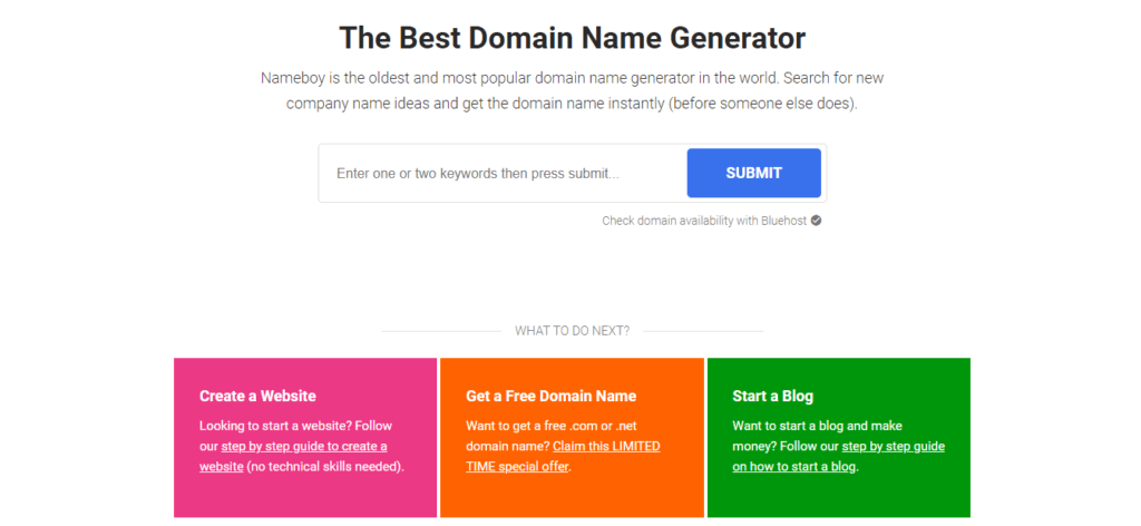 Nameboy - The best domain and blog name generator