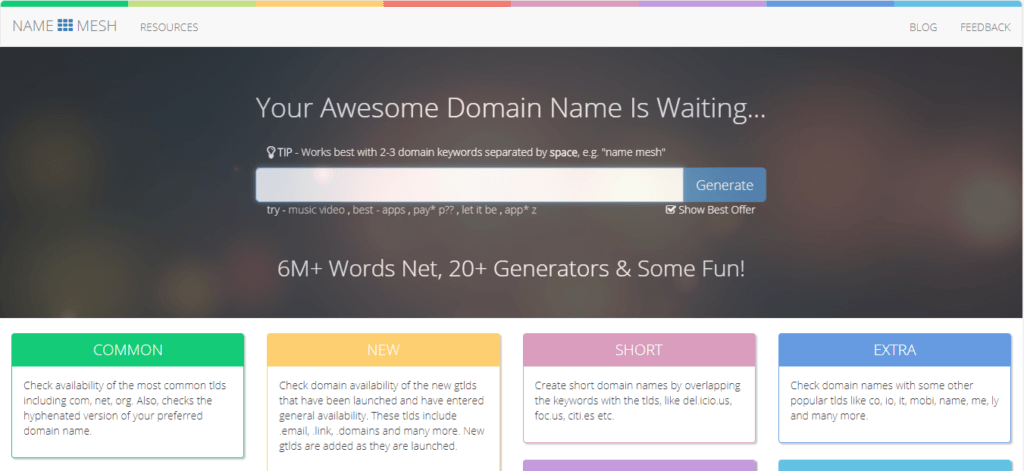 Namemesh Best domain name suggestion tool
