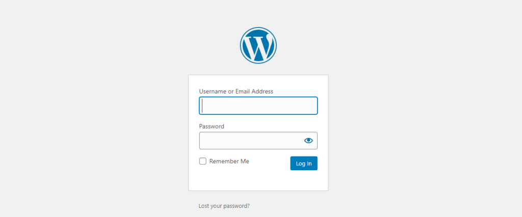 WordPress login Page