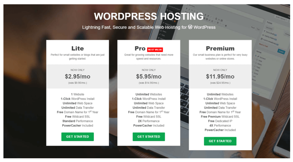 Greengeeks WordPress hosting page