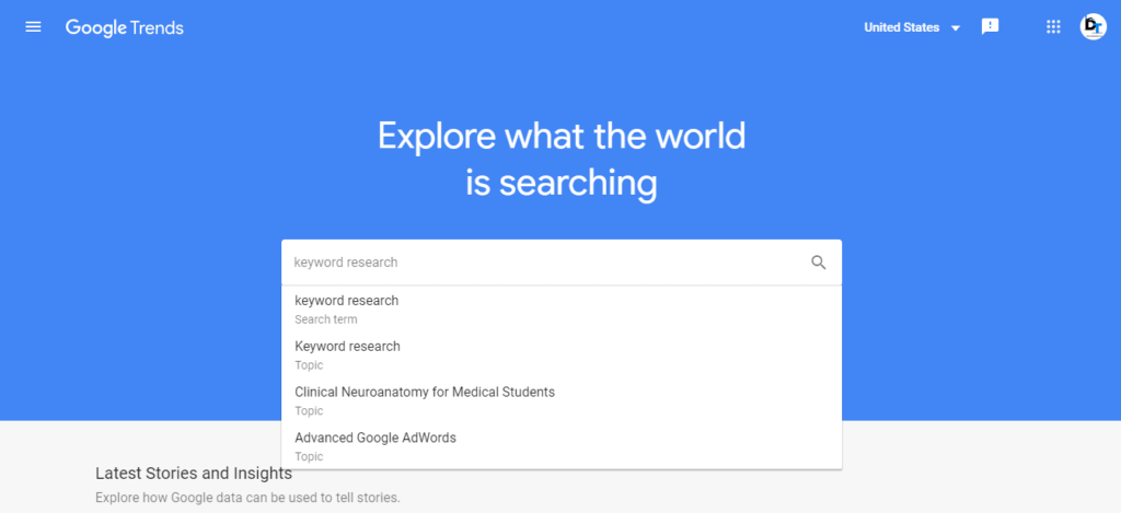 Google Trend - Free Keyword research tool Google