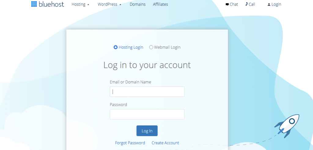 Bluehost Log in Page