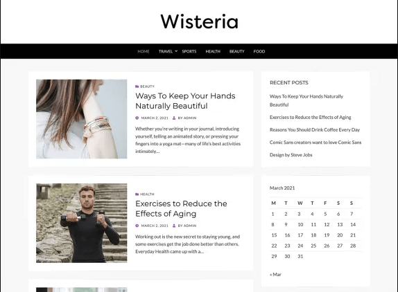 Wisteria - Free WordPress Blog Theme