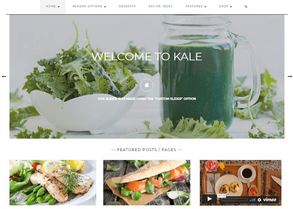 Kale - The Perfect Food Blog Theme